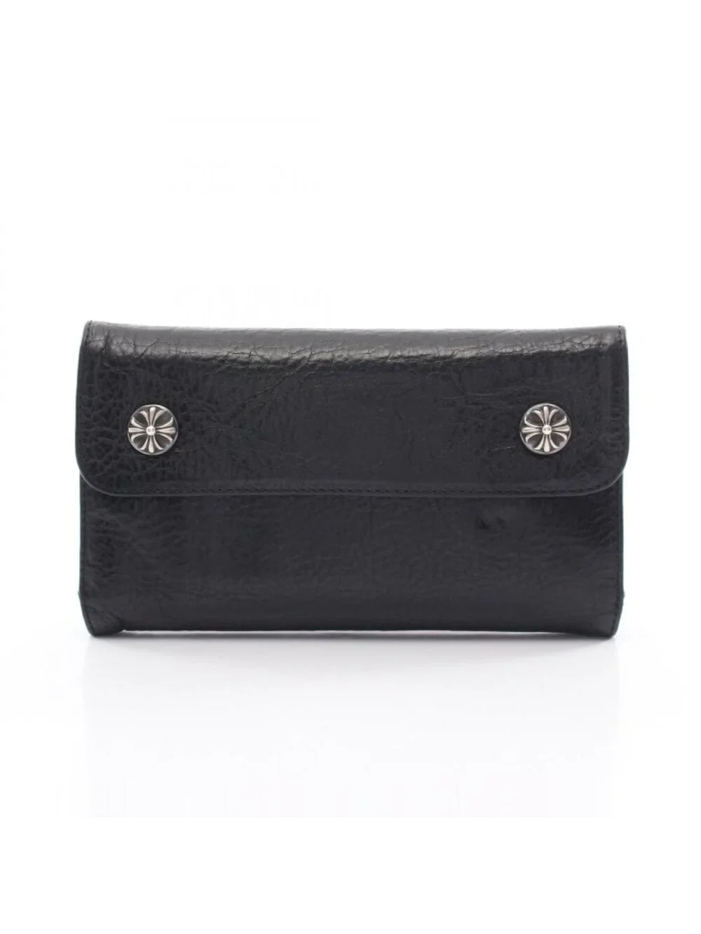 Chrome Hearts Trifold Wallet Wave Cross Button Leather